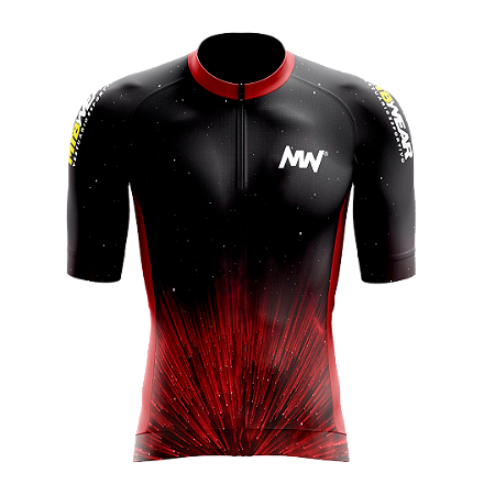 Camisa Ciclismo Mtb Galaxia Preta e Vermelha Proteção UV/UVB/UVA 50 cod165