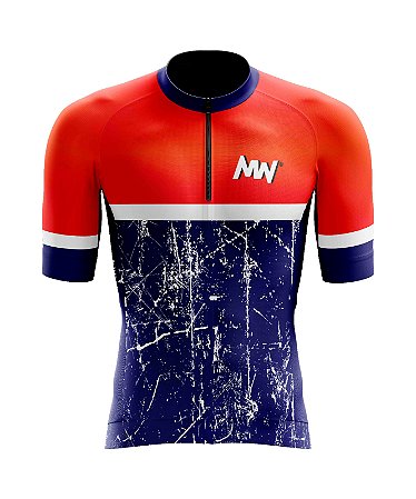 Camisa Ciclismo Camiseta Para Ciclista MW Azul e Laranja 2024 Proteção UV