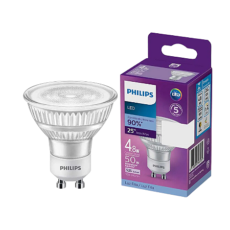Lampada LED Direcional GU10 4,8W 525lm 6500k Luz Fria bivolt - Philips