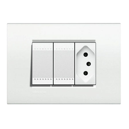 Conjunto 4x2 C/ 2 Interruptores Simples + 1 Tomada 20A  White Living Light