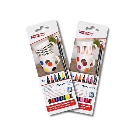 edding 4200 - Kit c/12 canetas para porcelana permanente - Cores sortidas + Tons quentes - 1 a 4 mm