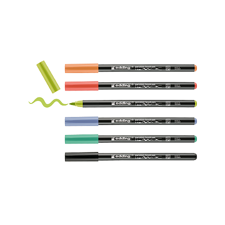 edding 4200 - Kit c/6 canetas para porcelana permanente - Cores Vivas - 1 a 4 mm