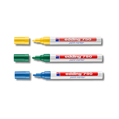 Kit COPA edding - Kit c/3 Marcadores permanentes - Verde + Amarelo + Azul