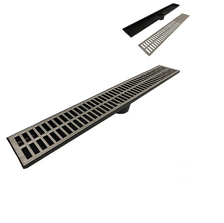 Ralo linear 15x100 grelha + caixa coletora - saida 100mm