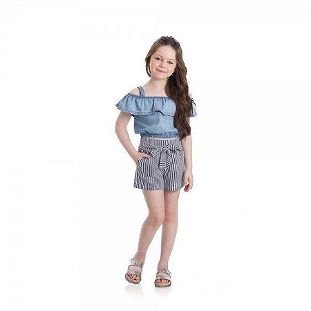 CONJUNTO BLUSA CHAMBRAY E SHORT MOLETINHO TMX