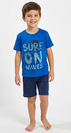 CONJUNTO CAMISA MEIA MALHA E BERMUDA MOLETON SURF OM WAVES TMX
