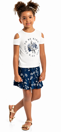 CONJUNTO BLUSA E SAIA SHORT EM COTTON QUIMBY