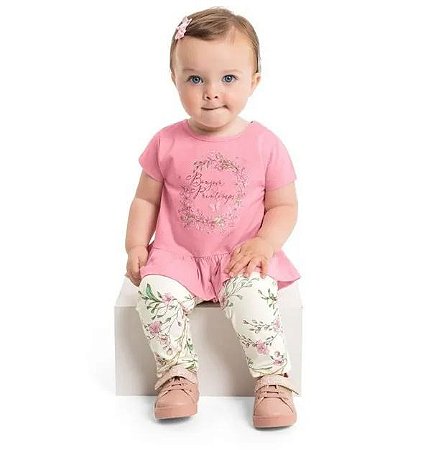 CONJUNTO BEBE BLUSA E LEGGING FLORAL QUIMBY