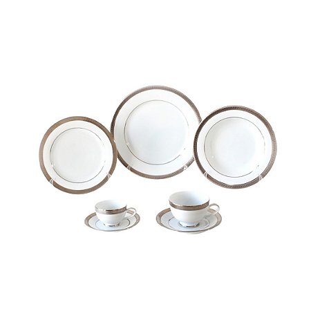 CONJUNTO EM PORCELANA DANKOTUWA PLATINA DE PRATOS PARA SOBREMESA