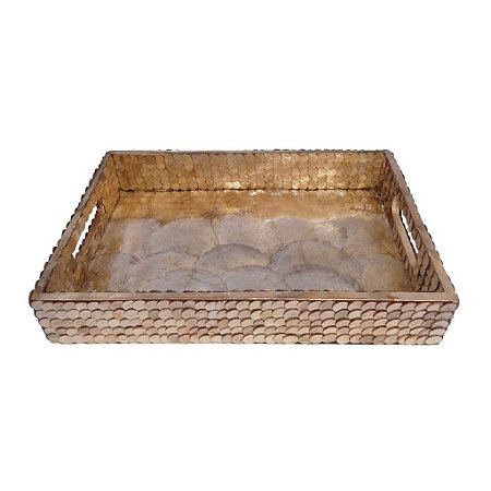 BANDEJA RETANGULAR COM ALÇA ESCAMAS 40X30