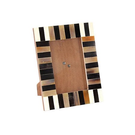 PORTA RETRATO EM MADEIRA CHIFRE E OSSO