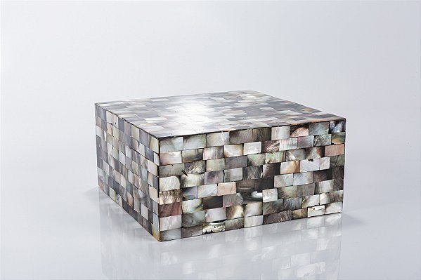 CAIXA PORTA JOIAS MADREPÉROLA GREEN SHELL 20x20x10