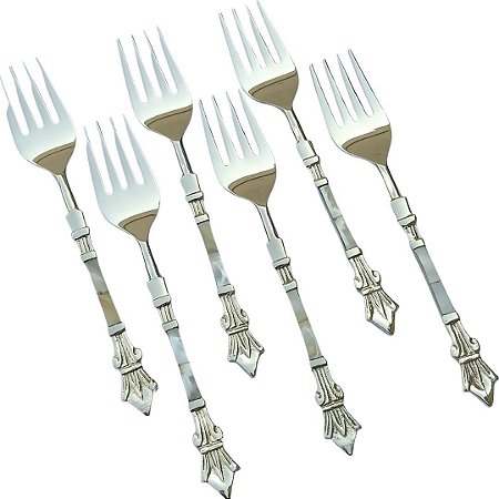 JOGO DE GARFOS SOBREMESA INOX E MADREPÉROLA GREEN SHELL