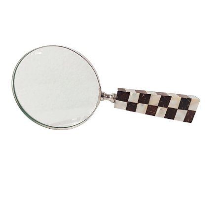 LUPA DE MÃO EM INOX COCO E MADREPÉROLA