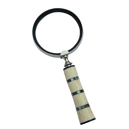 LUPA DE MÃO EM INOX OSSO E MADREPÉROLA GREEN SHELL