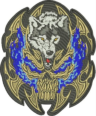 Patch Lobo Caveira 30x20 cm