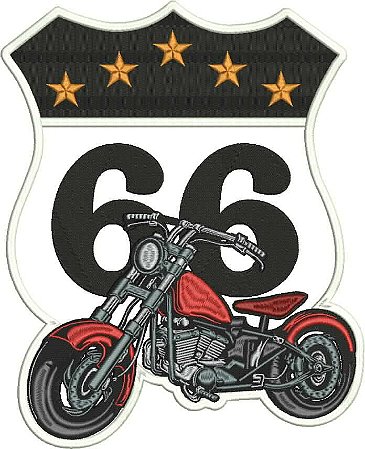 Patch Rota 66 com Moto 30x25 cm