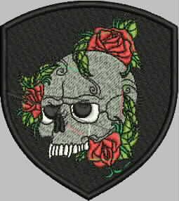 Patch Caveira com Rosas 10x07 cm