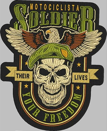 Patch Caveira Soldado Militar 30x27 cm