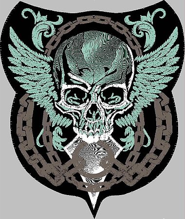 Patch Caveira e Corrente 25x30 cm