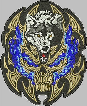 Patch Lobo Caveira costas 30x25 cm