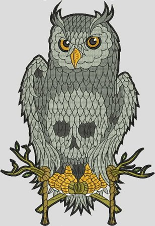 Patch Coruja Caveira Costas 32x22 cm