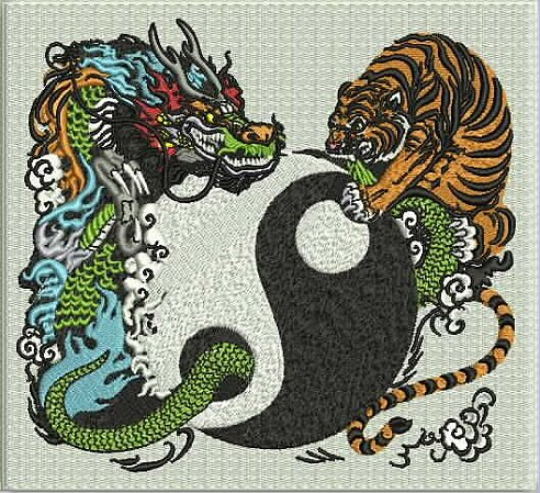 Patch Dragão Chinês e Tigre 17x20 cm