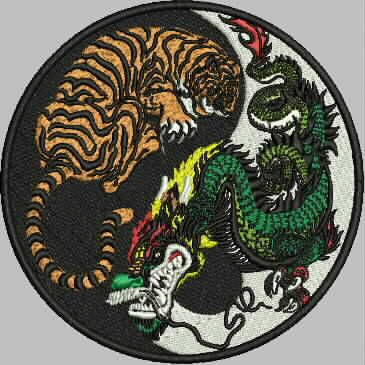 Patch Dragão Chinês e Tigre 13x13 cm