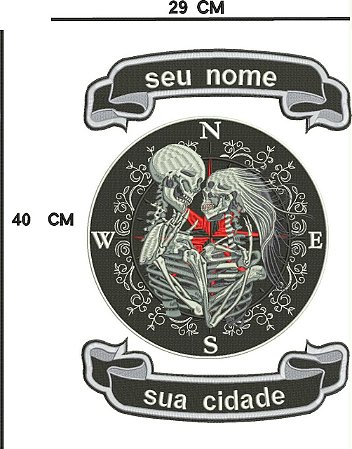 Patch Personalizado Caveira Casal 40x29cm