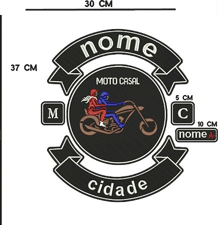 Patch Personalizado Moto Casal 37x30cm