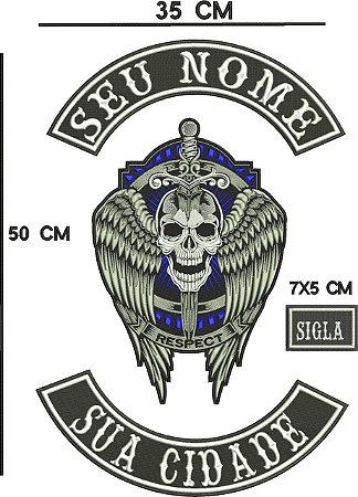 Patch Personalizado Caveira com espada 50x35cm