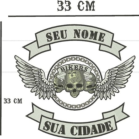 Patch Personalizado Caveira Bikers 33x33cm