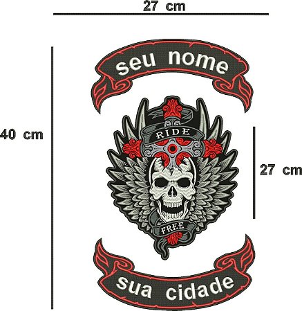 Patch Personalizado Caveira Asas 40x27cm