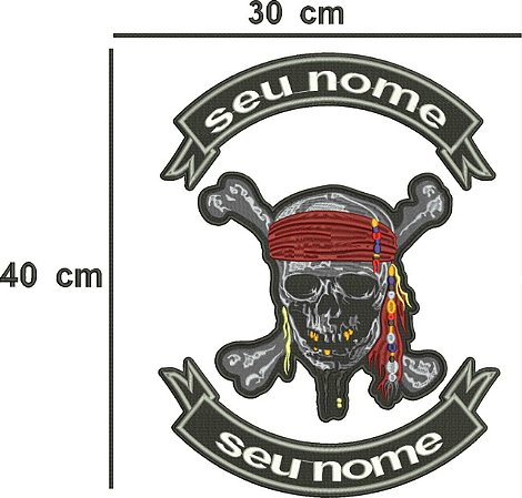 Patch Personalizado Caveira Pirata 40x30cm