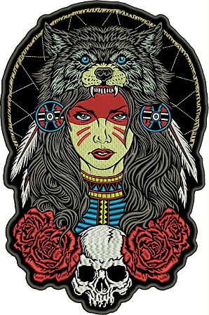 Patch India Caveira e Lobo