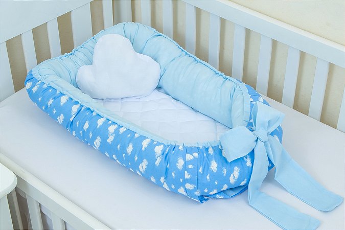 Ninho Redutor De Berço 3 Peças Nuvem Azul Bebê
