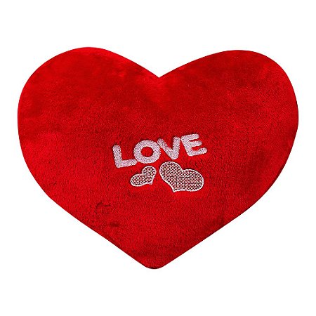 Almofada Coração Bordado Love 30cm Vermelho