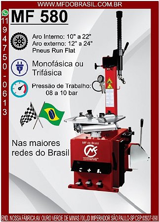 Desmontadora de Pneus Monofásica 220V até Aro 24 MF 580 Vermelha