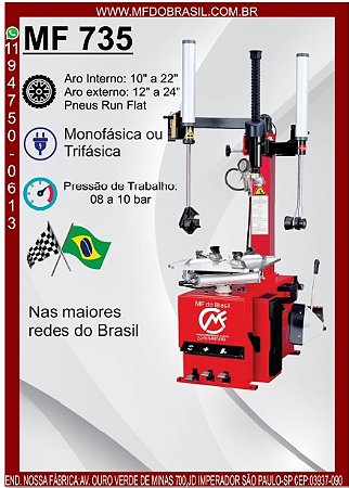 Desmontadora de Pneus com dois Braços Auxiliares Monofásica 220V MF 735 Vermelha