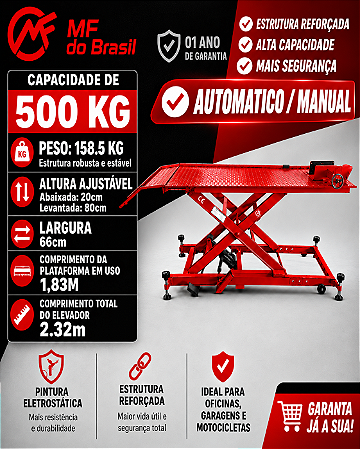 Elevador para moto hidropneumático MF500