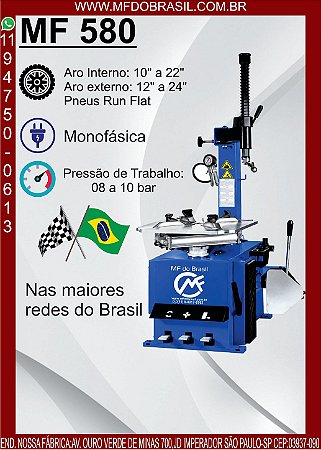 Desmontadora de Pneus Monofásica 220V até Aro 24 MF 580 Azul