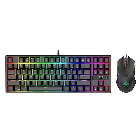 Kit Gamer T-Dagger Teclado Megânico, RGB, + Mouse 2 em 1, Preto - T-TGS007