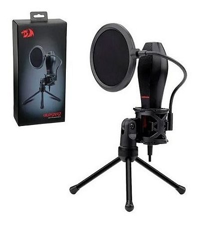 Microfone Gamer Redragon Quasar 2, USB, C/ Tripé, Preto - GM200-1