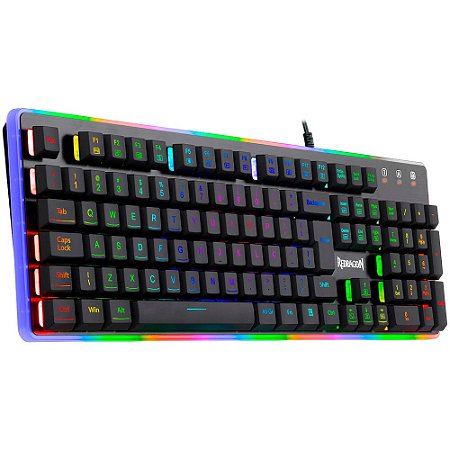 Teclado Gamer Redragon Membrana Dyaus 2, ABNT2, RGB, 11 Teclas Multimídia, Preto - K509RGB (PT)