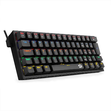 Teclado Mecânico Gamer Fizz Rainbow, Switch Azul, ABNT2, Preto - K617-R-B