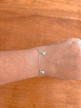 Pulseira 3 corações de prata
