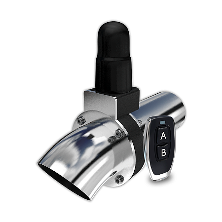 DIFUSOR DE ESCAPE EM INOX 304 PARA MOTOS  OU CARROS COM POUCO ESPAÇO PARA INSTALAÇÃO- MODELO SLIM - 1,1/2, ou 2 POLEGADAS - ACIONAMENTO POR CONTROLE REMOTO E BOTÃO - KIT COM CONTROLE EXTRA