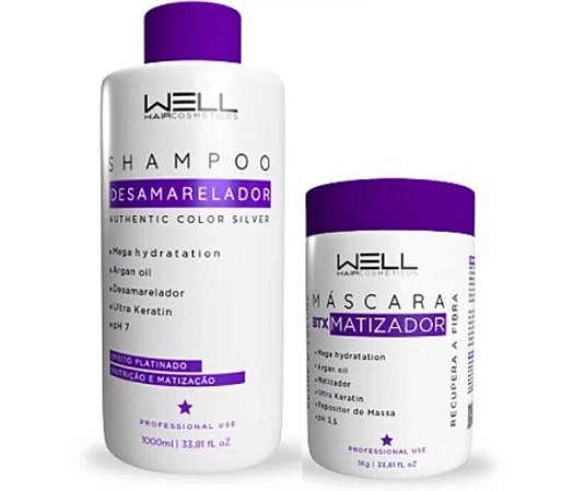 Kit Shampoo Desamarelador e Bottox Matizador