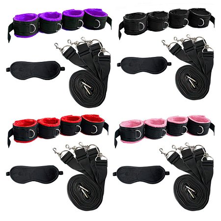 Separador de Tornozelo com Algemas para Cama e Venda – Kit Fetiche Cores Sortidas