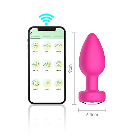 Plug Anal Vibratório em Silicone com 9 Modos e Controle por Aplicativo
